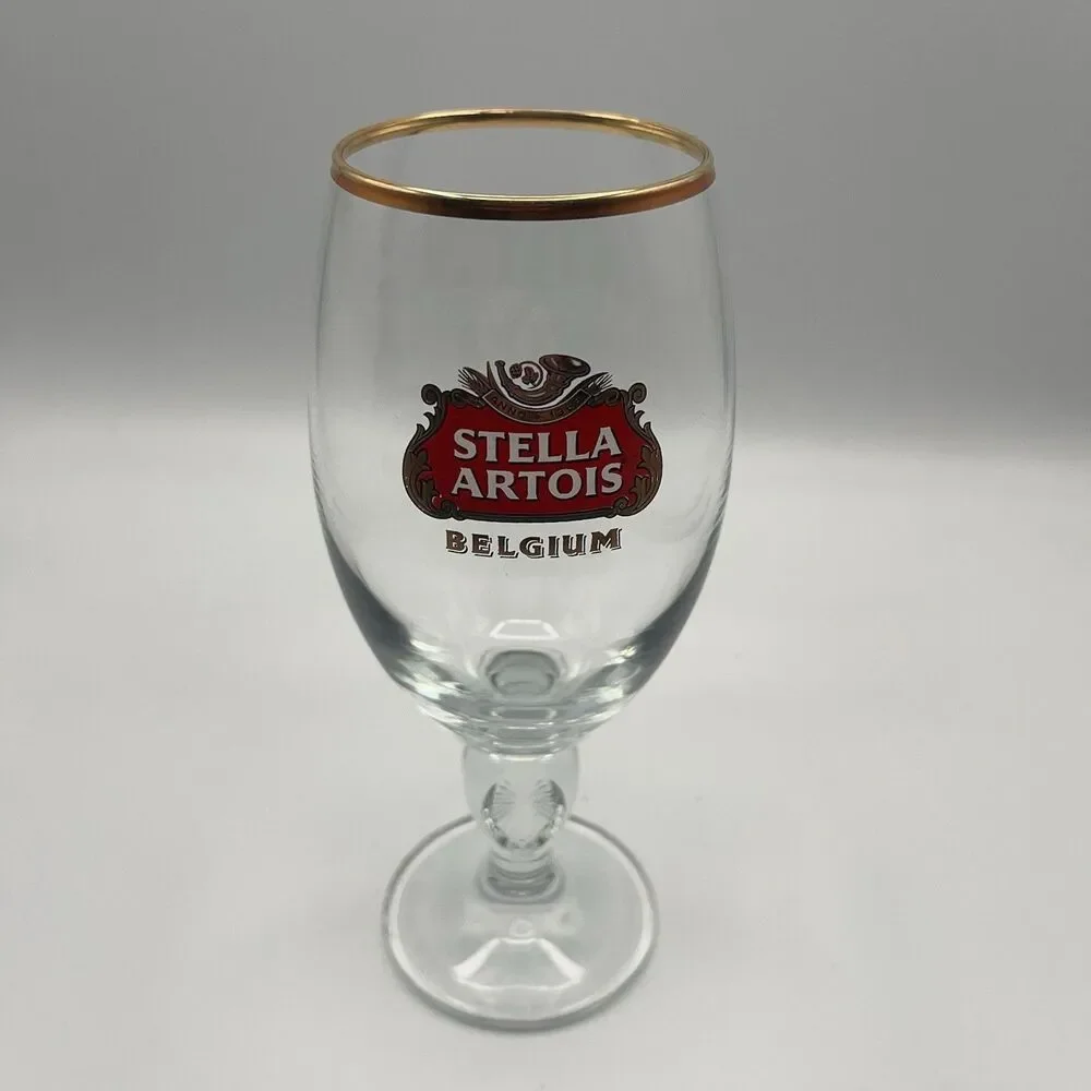 Stella Artois Belgium Beer Glass Chalice Cup 33 cl Gold Rimmed Stem 8
